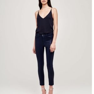 L'AGENCE Margot High Rise Skinny Jeans Navy Coated